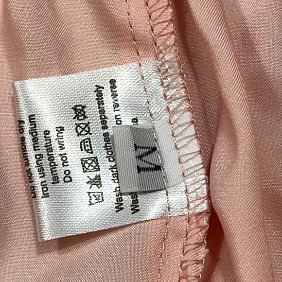 PINK satin PJ PANTS & SHORTS SET Peachy Pink black trim Stretch waist LUXURY MED - Picture 10 of 12